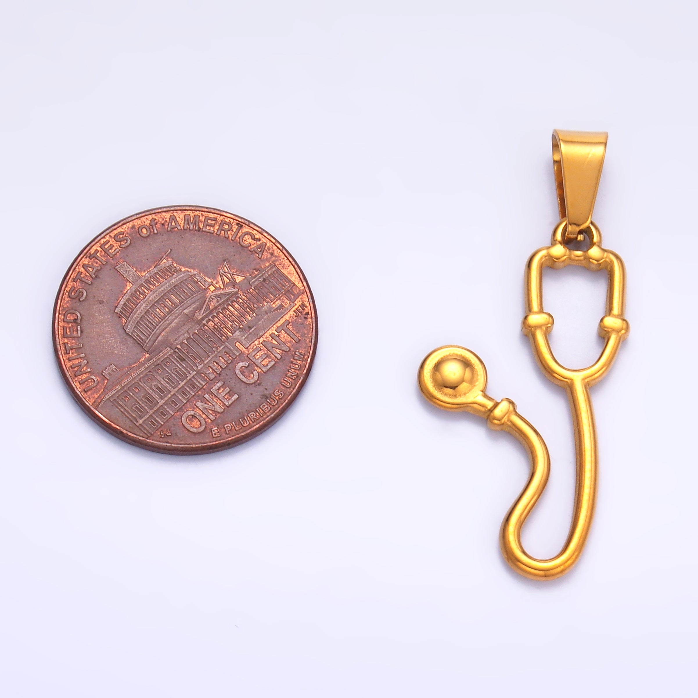 Launch Promo: 24K Gold PVD Stainless Steel Medicine Stethoscope Multidimensional 3D Charm | Sold Each