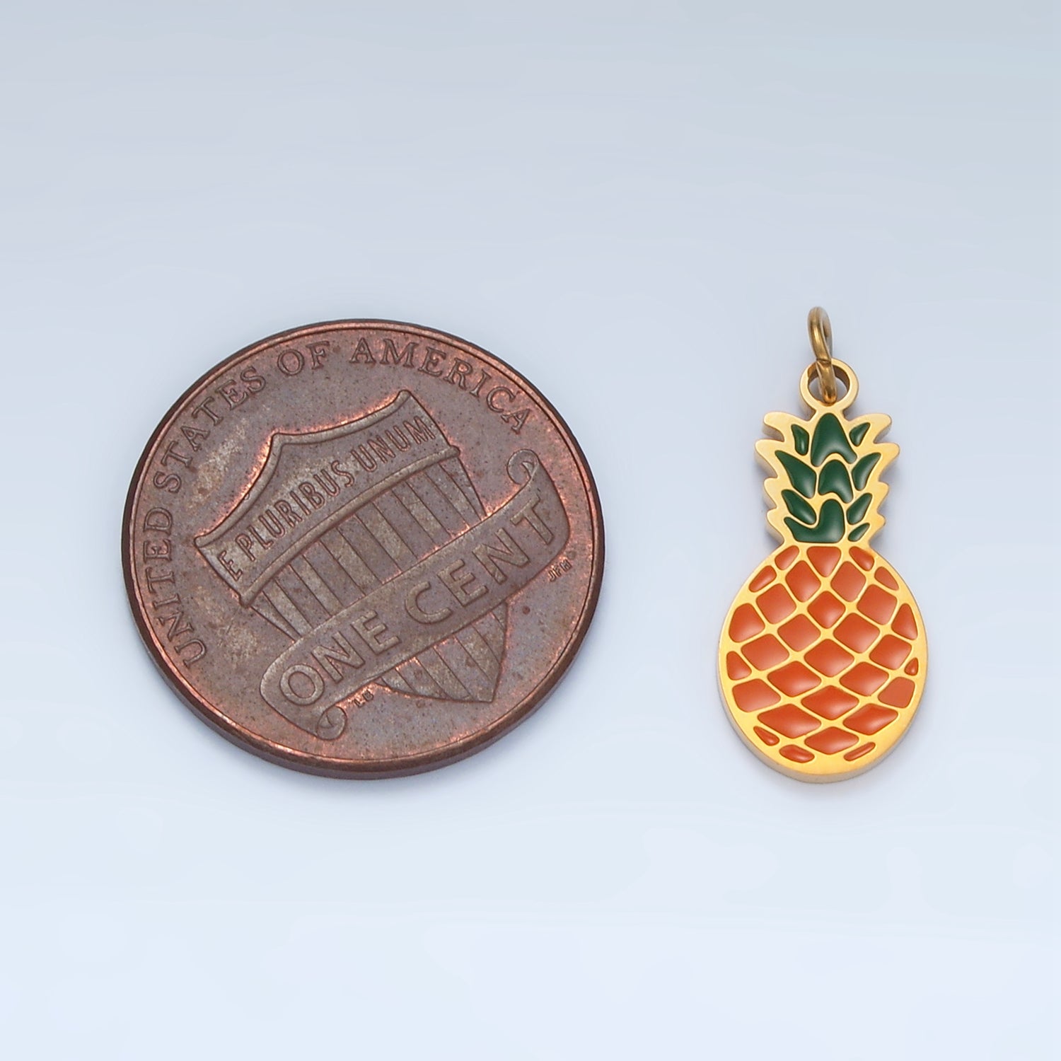 Launch Promo: 24K Gold PVD Stainless Steel Summer Pineapple Fruit Enamel Charm | Sold Each