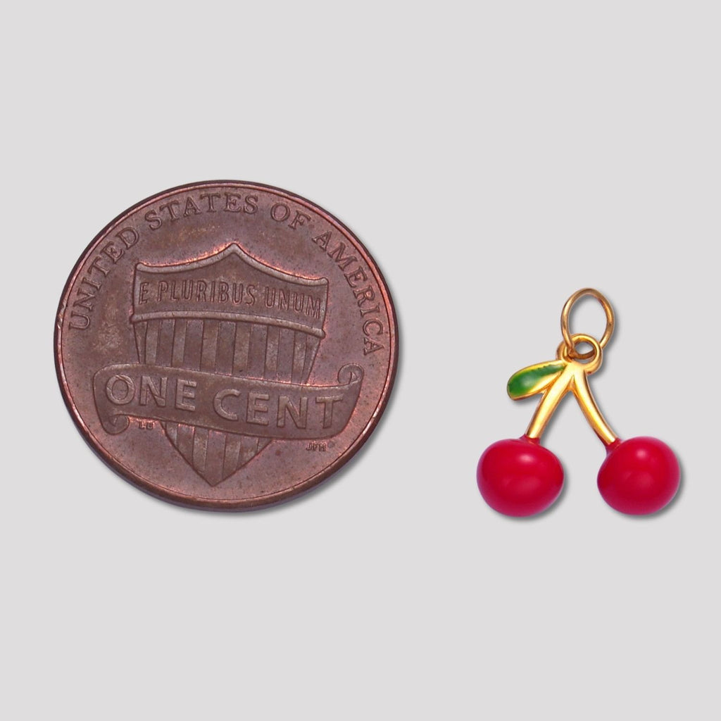 Launch Promo: 24K Gold PVD Stainless Steel Red Cherry Ceramic Fruit Charm | Sold Each