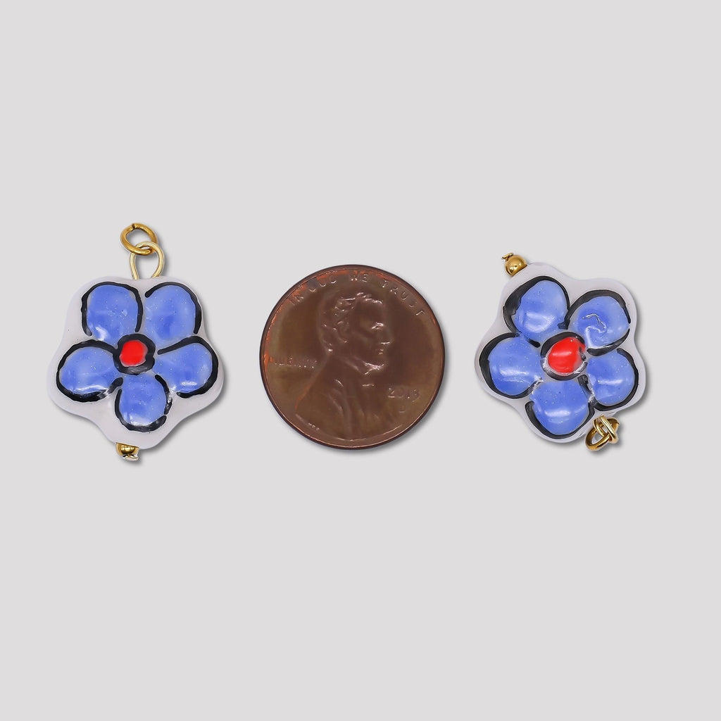 Launch Promo: 24K Gold PVD Stainless Steel Purple Ceramic Blooming Flower Charm | Sold Each