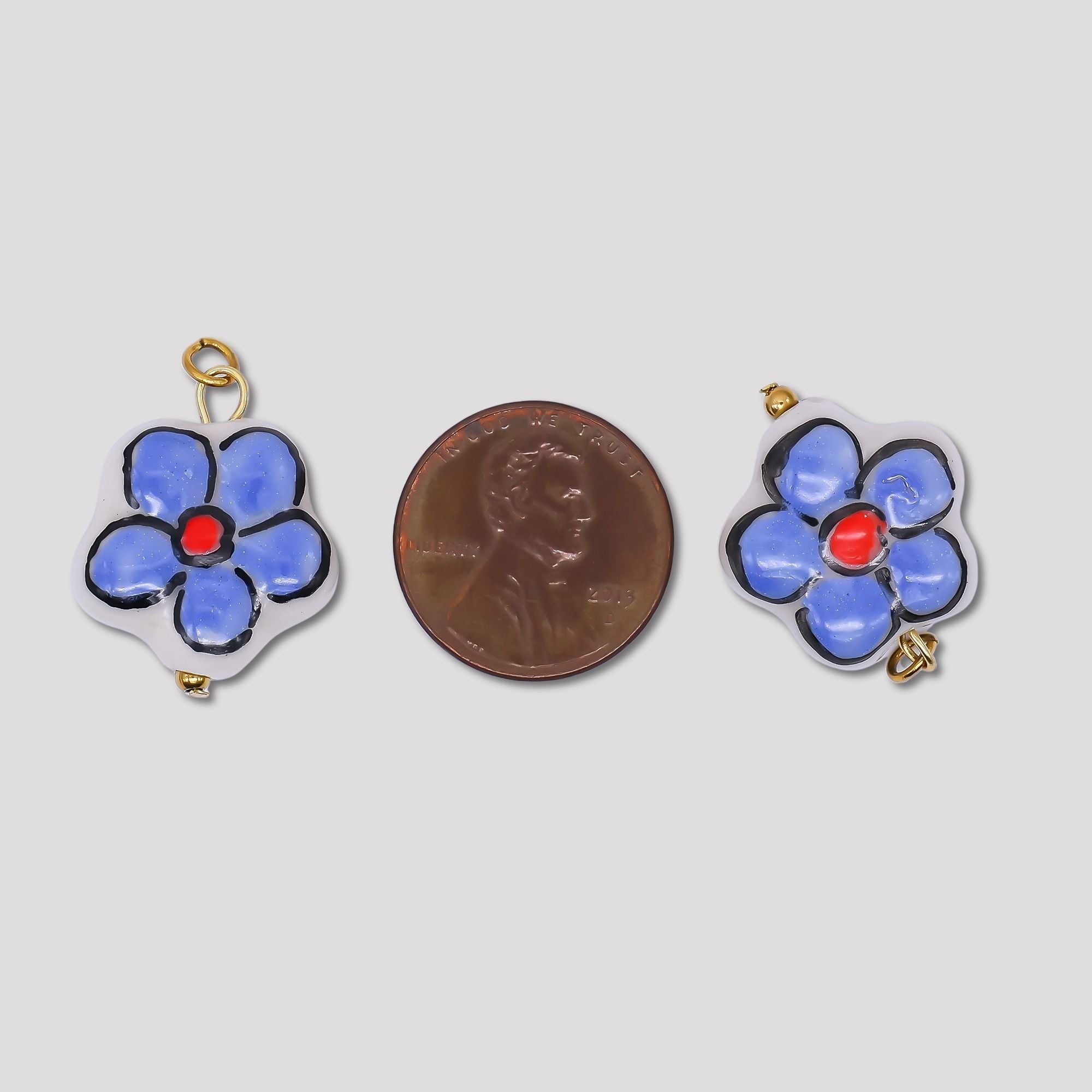 Launch Promo: 24K Gold PVD Stainless Steel Purple Ceramic Blooming Flower Charm | Sold Each