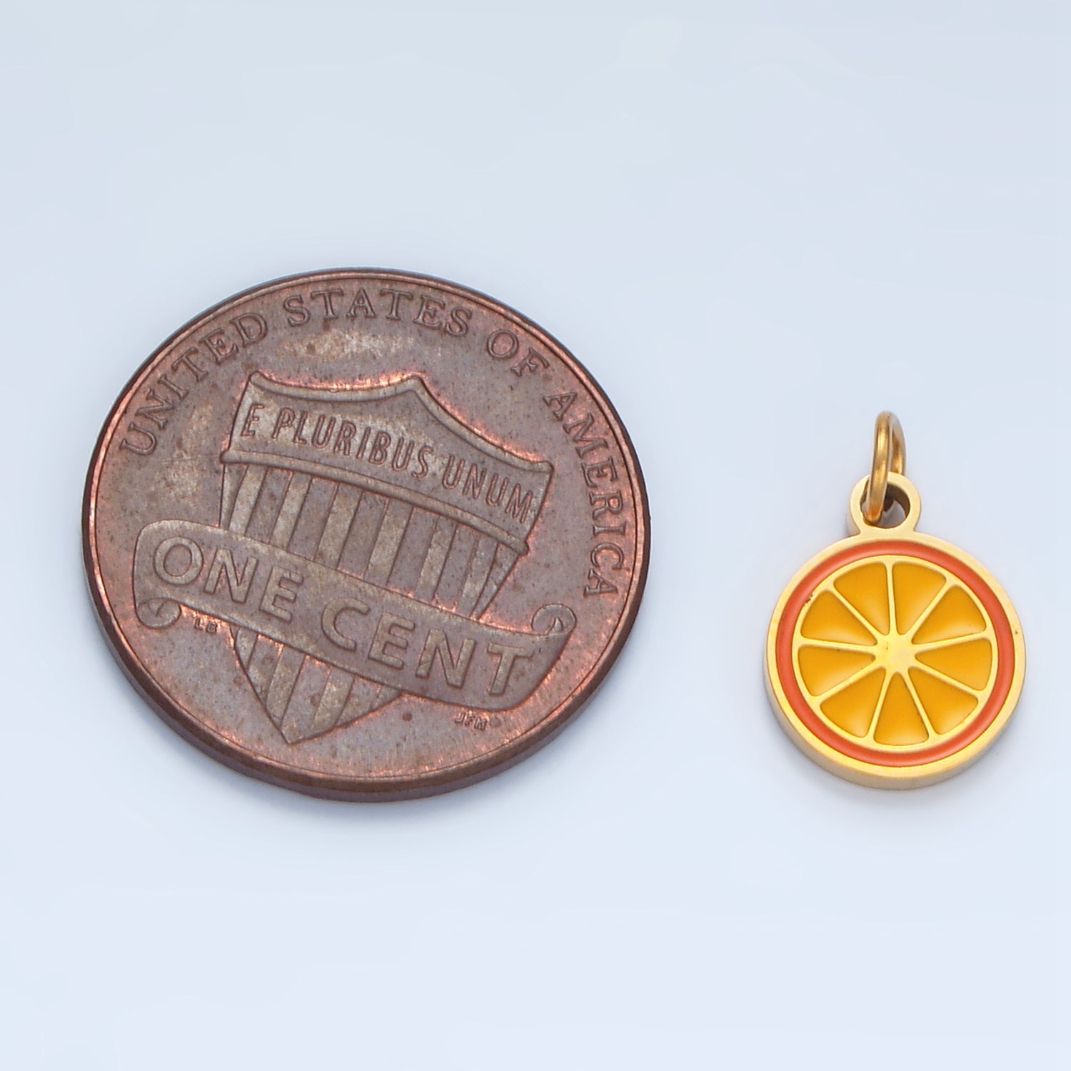 Launch Promo: 24K Gold PVD Stainless Steel Mini Sweet Orange Fruit Enamel Charm | Sold Each