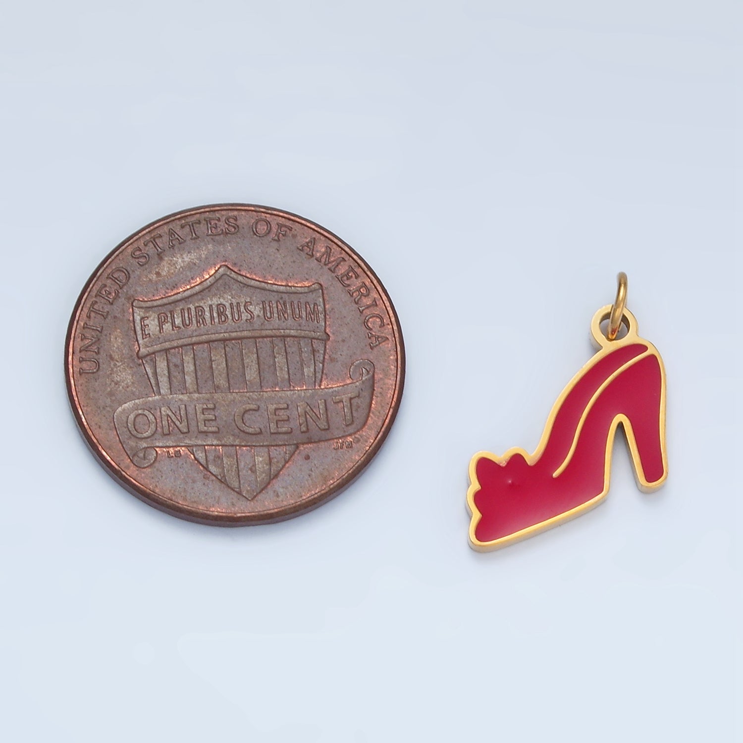 Launch Promo: 24K Gold PVD Stainless Steel Mini Red Heels Fashion Enamel Charm | Sold Each