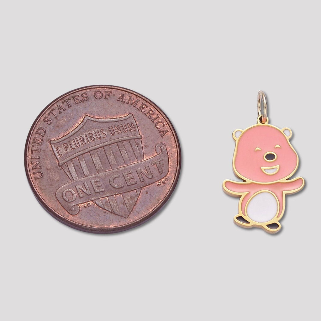 Launch Promo: 24K Gold PVD Stainless Steel Pink Beaver Cartoon Enamel Charm | Sold Each