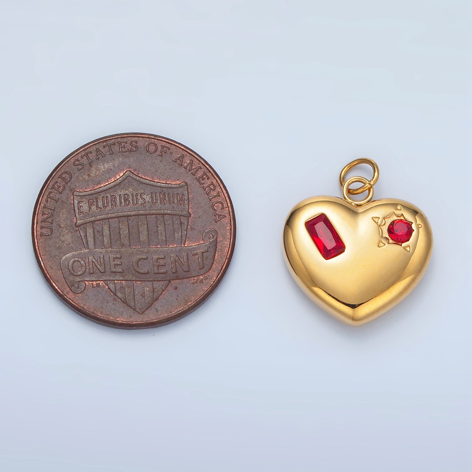 Launch Promo: 24K Gold PVD Stainless Steel Multicolor CZ Puffy Love Heart Charm | Sold Each