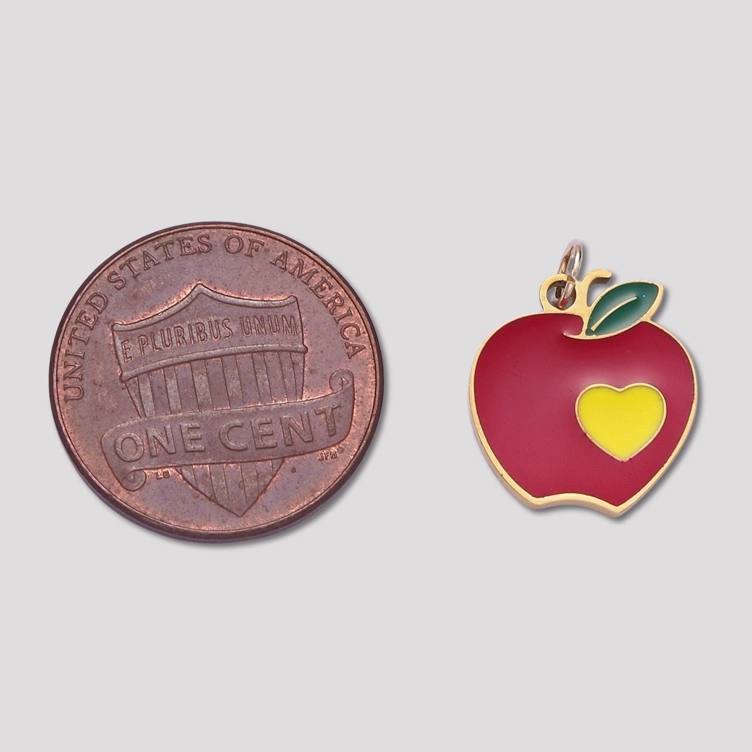 Launch Promo: 24K Gold PVD Stainless Steel Red Heart Apple Enamel Charm | Sold Each
