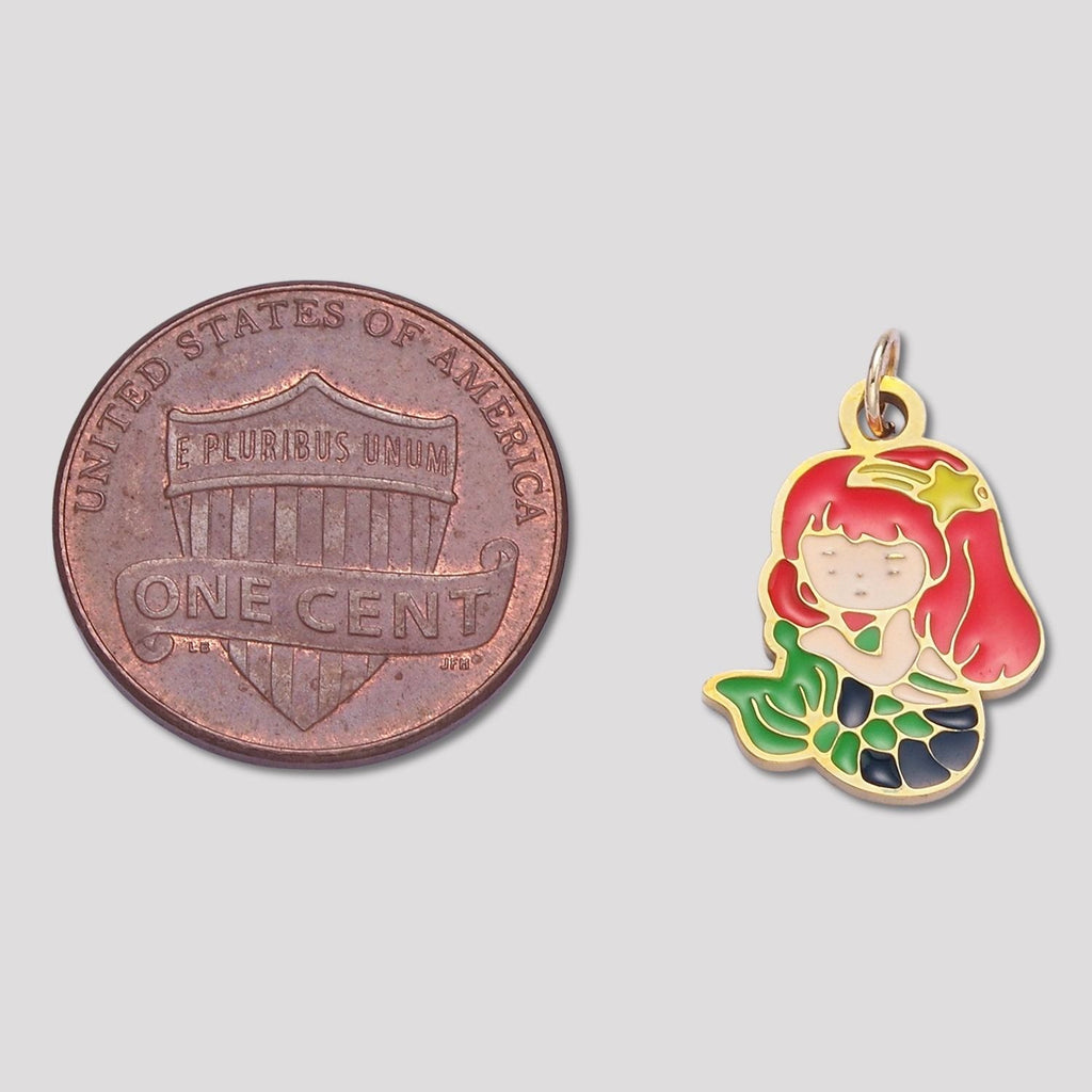 Launch Promo: 24K Gold PVD Stainless Steel Little Mermaid Ocean Enamel Charm | Sold Each