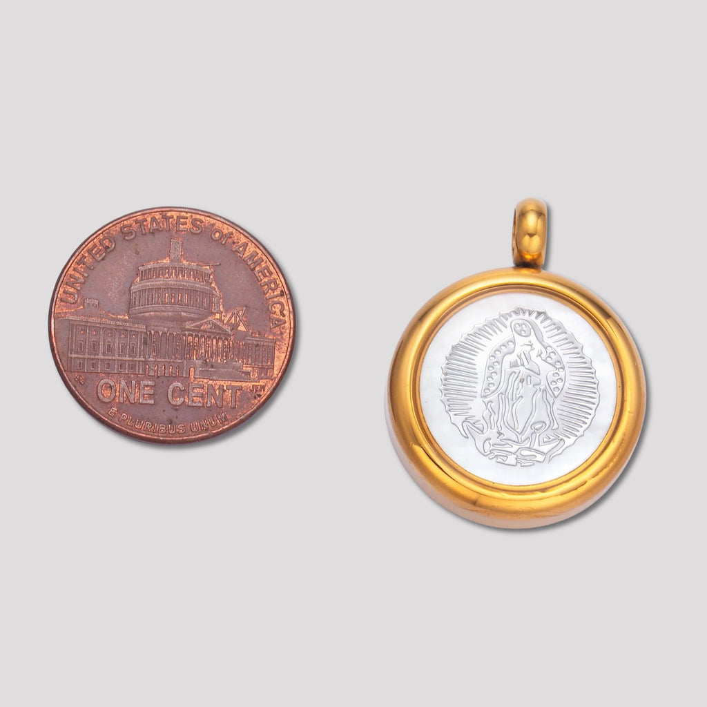 Launch Promo: 24K Gold PVD Stainless Steel Mother Mary Religious Medallion Pendant | Sold Each