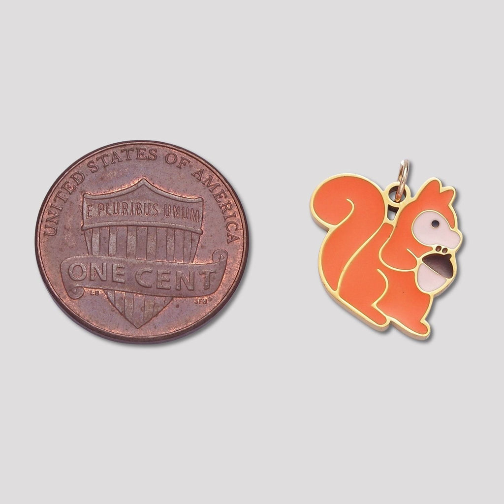 Launch Promo: 24K Gold PVD Stainless Steel Orange Squirrel Animal Enamel Charm | Sold Each