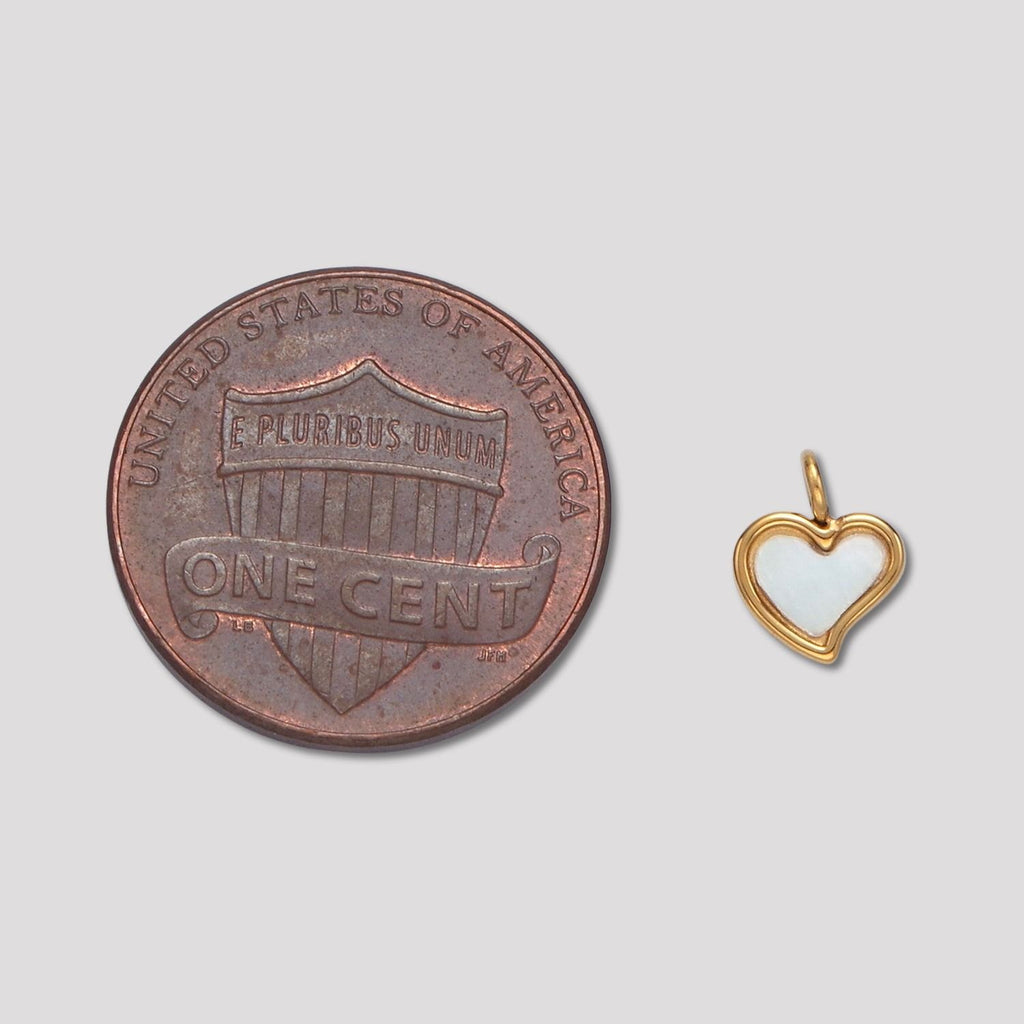 Launch Promo: 24K Gold PVD Stainless Steel Mother of Pearl Mini Irregular Love Heart Charm | Sold Each