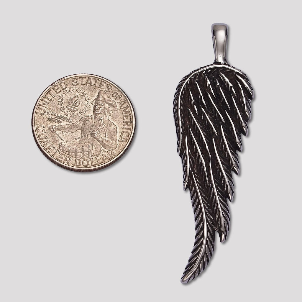 Launch Promo: Stainless Steel Black Half Angel Wing Pendant | Sold Each