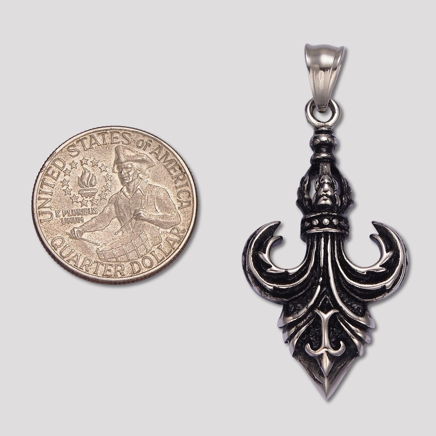 Launch Promo: Stainless Steel Vintage Knight's Fleur-de-lis Spear Pendant | Sold Each