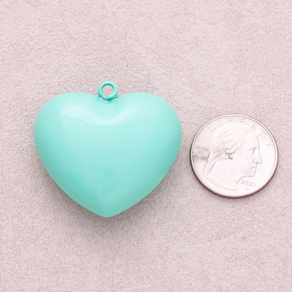 16K Gold Plated Turquoise Chubby Love Heart Charm - Sold Each
